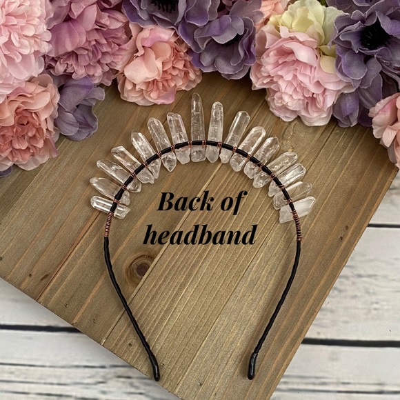 Clear Raw Healing Quartz Headband Tiara - Picture 11 of 16